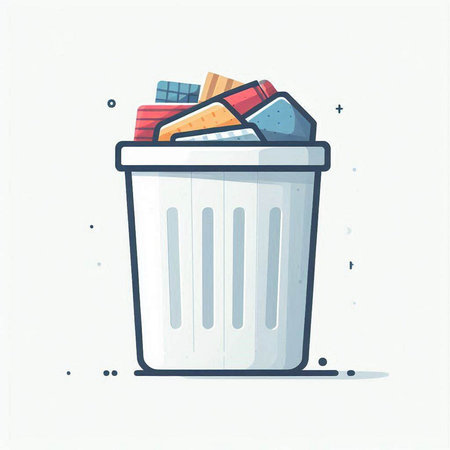 Trash bin with garbage. Vector illustration in flat cartoon style.のイラスト素材