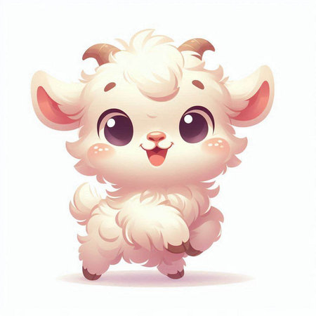 Cute cartoon sheep. Vector illustration isolated on a white background.のイラスト素材