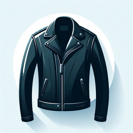 Black leather jacket on a white background. 3D rendering. Illustration.のイラスト素材
