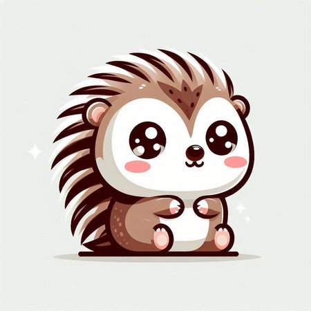 Cute hedgehog on a white background. Vector cartoon illustration.のイラスト素材
