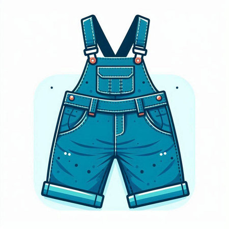 Jeans shorts on a white background. Hand drawn vector illustration.のイラスト素材