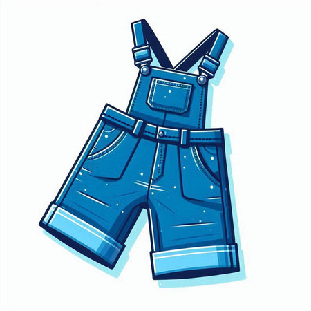 Denim overalls isolated on a white background. Vector illustration.のイラスト素材