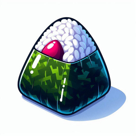 Illustration of a rice ball on a white background. Vector illustrationのイラスト素材