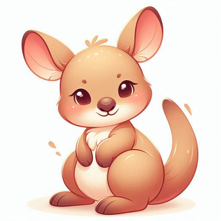Cute kangaroo on a white background. Vector illustration.のイラスト素材