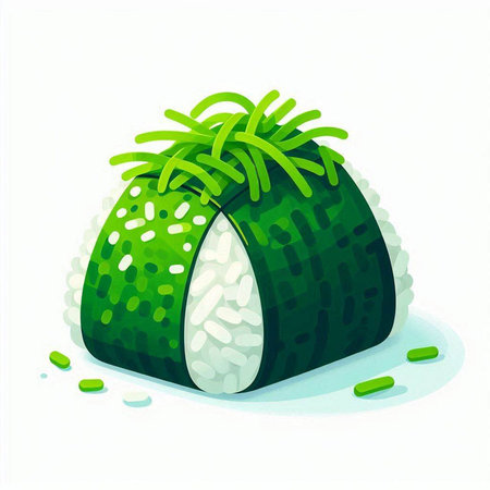 Sushi roll with rice, seaweed and avocado. Vector illustration.のイラスト素材