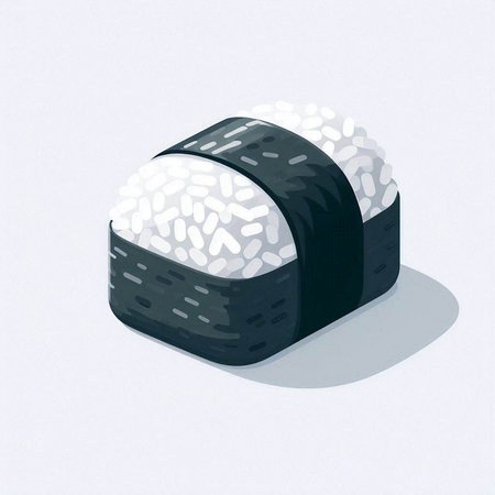 Illustration of a sushi roll on a white background - digitally renderedのイラスト素材