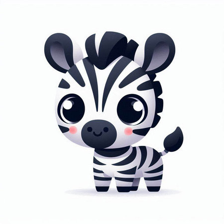 Cute zebra on a white background. Cartoon character. Vector illustration.のイラスト素材