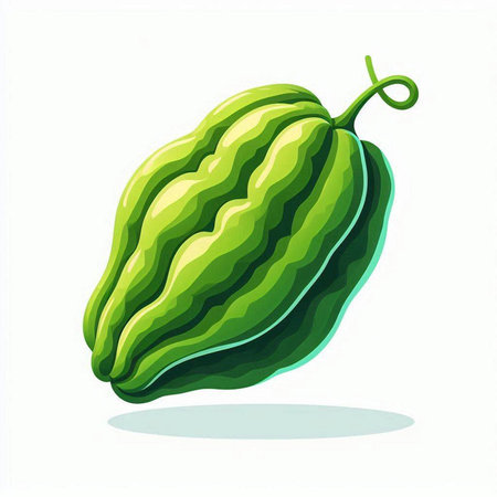 Bitter melon isolated on white background. Vector cartoon illustration.のイラスト素材
