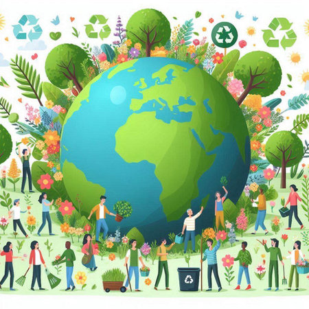Ecology concept, save the planet, save the earth vector illustrationのイラスト素材