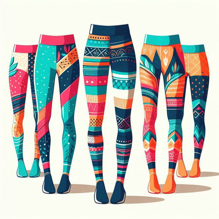 Vector illustration of colorful female legs in stockings with african pattern.のイラスト素材
