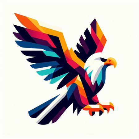 Eagle abstract geometric vector illustration. Colorful origami style.のイラスト素材