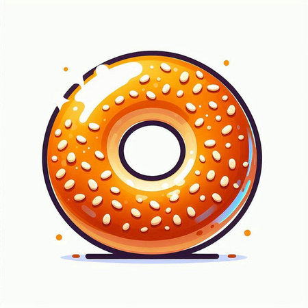 Donut with sesame seeds on a white background. Vector illustration.のイラスト素材