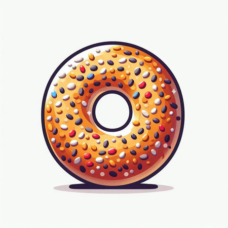 Illustration of a donut with sprinkles on a white backgroundのイラスト素材