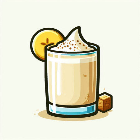 Illustration of a glass of coffee with whipped cream and a sugar cubeのイラスト素材