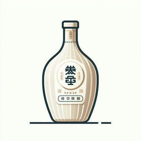 Japanese sake bottle on white background. Vector illustration. Eps 10.のイラスト素材