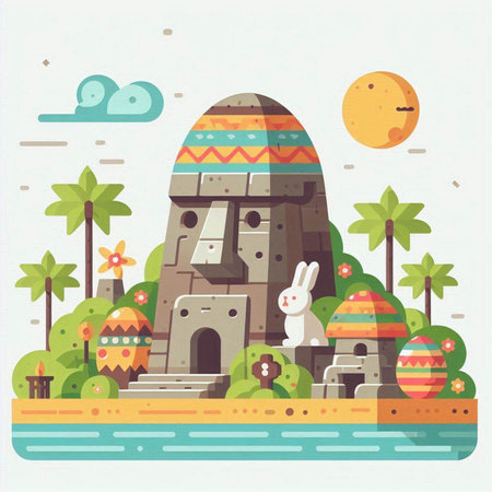 Colorful vector illustration of Easter holiday in flat design. Happy Easter.のイラスト素材
