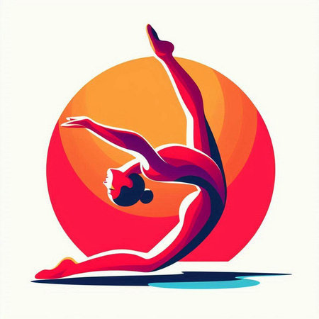Silhouette of a young woman doing gymnastics. Vector illustrationのイラスト素材