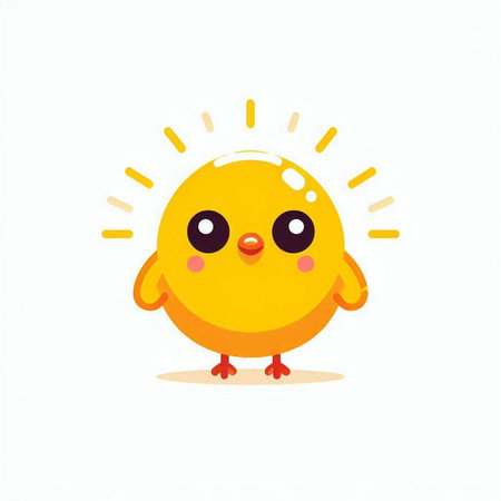 Cute little yellow chicken isolated on white background. Vector illustration.のイラスト素材