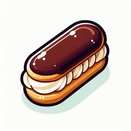 Chocolate eclair on white background. Vector illustration. Eps 10のイラスト素材