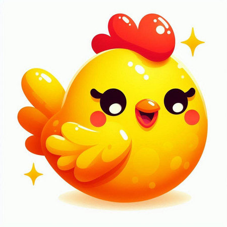 Cute cartoon chicken. Vector illustration. Isolated on white background.のイラスト素材