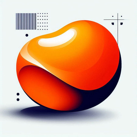 abstract background with 3d sphere in orange and black colors.のイラスト素材