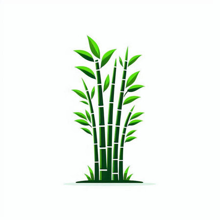 Green bamboo icon isolated on white background. Vector illustration for your graphic design.のイラスト素材