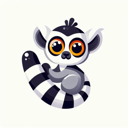 Cute cartoon lemur. Vector illustration of a funny animal.のイラスト素材