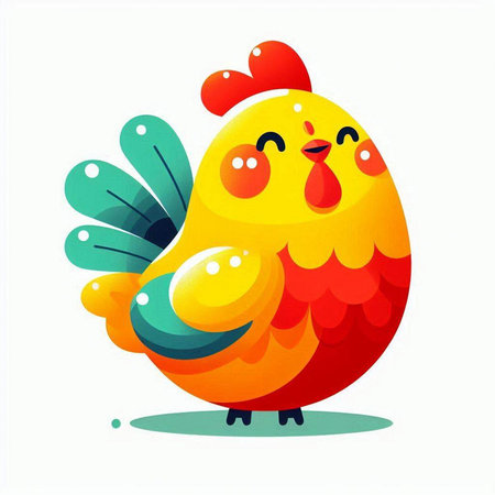 Vector illustration of a cute cartoon rooster isolated on white background.のイラスト素材