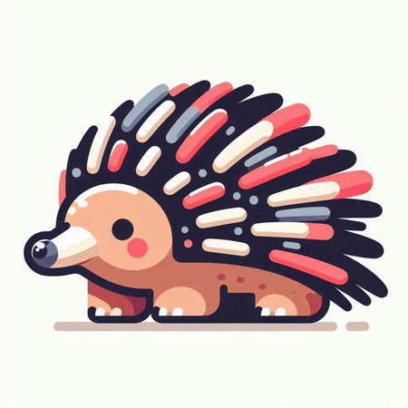 Cute cartoon hedgehog. Vector illustration isolated on white background.のイラスト素材