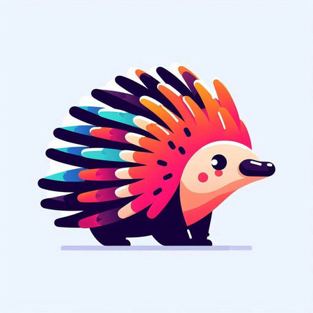Cute cartoon hedgehog. Vector illustration in a flat style.のイラスト素材