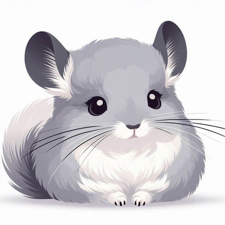 Gray chinchilla isolated on a white background. Vector illustration.のイラスト素材