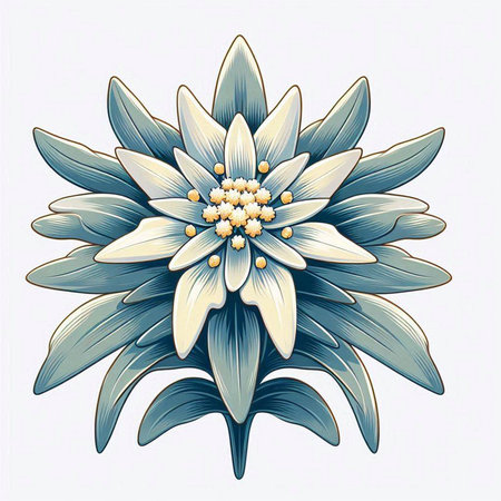 Beautiful blue flower on a white background. Vector illustration in retro style.のイラスト素材