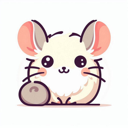 Cute little mouse with ball on white background. Vector illustration.のイラスト素材