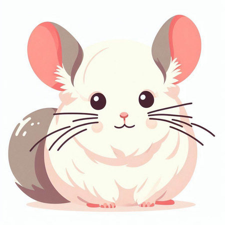 Cute little chinchilla isolated on white background. Vector illustration.のイラスト素材