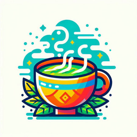 Cup of tea. Colorful vector illustration in flat style.のイラスト素材