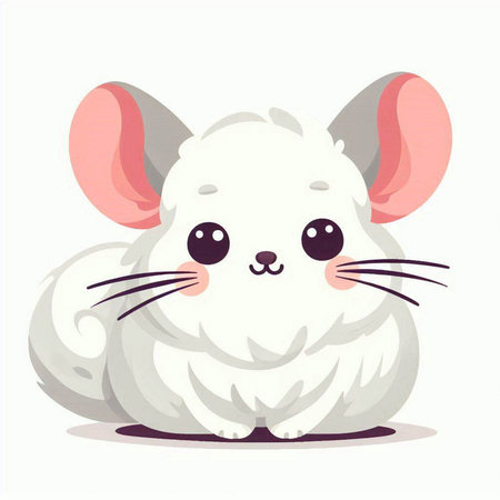 Cute little white mouse. Vector illustration on a white background.のイラスト素材