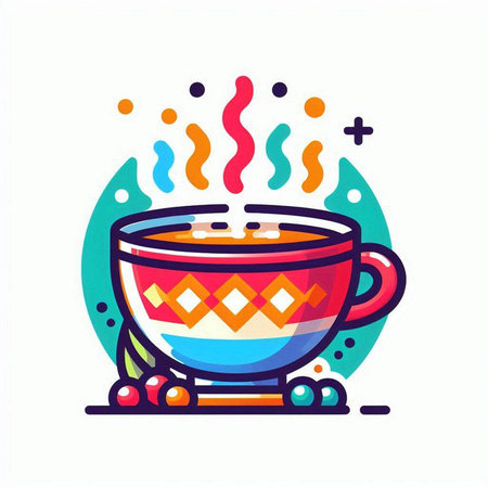 Cup of tea or coffee with steam. Vector illustration in flat styleのイラスト素材