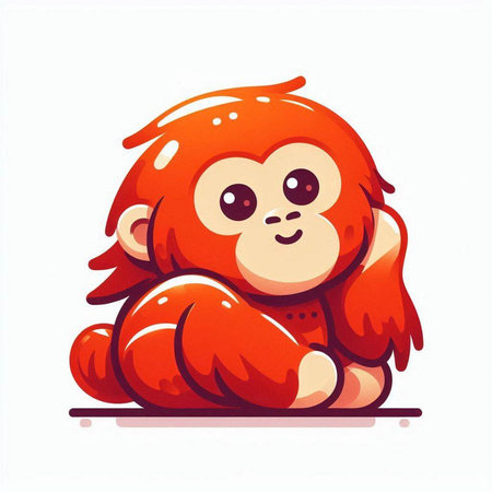 funny cartoon red monkey isolated on white background. vector illustration.のイラスト素材