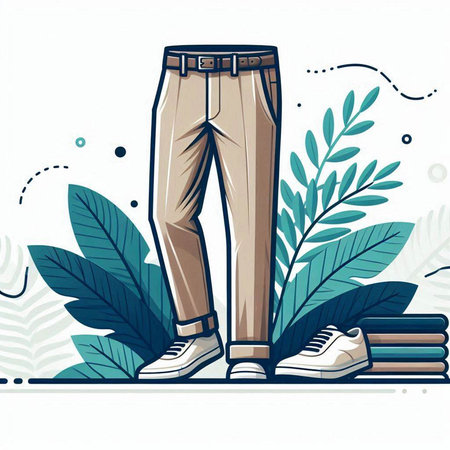 Fashion illustration of jeans, sneakers and books. Vector illustration.のイラスト素材