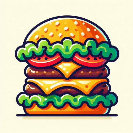 Cheeseburger fast food vector icon. Hamburger fast food illustrationのイラスト素材