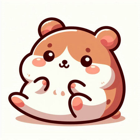 Cute hamster cartoon character. Vector illustration of hamster.のイラスト素材