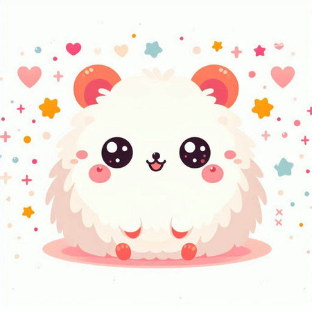 Cute cartoon kawaii hamster on white background. Vector illustration.のイラスト素材