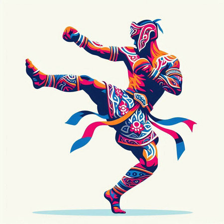 Illustration of a dancing man in ethnic style. Vector illustration.のイラスト素材