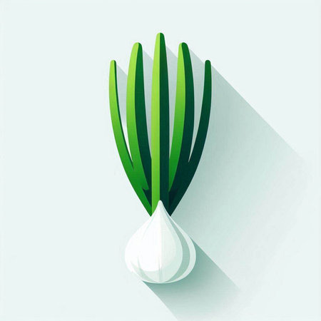 Vector illustration of green onion on white background. Flat style design.のイラスト素材