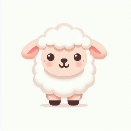 Cute cartoon sheep. Vector illustration isolated on a white background.のイラスト素材