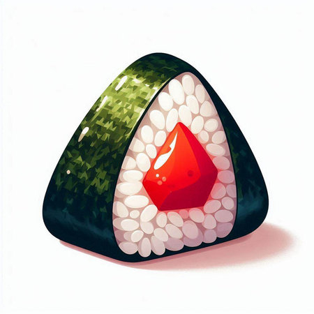 Illustration of a sushi roll with a red gemstone on topのイラスト素材
