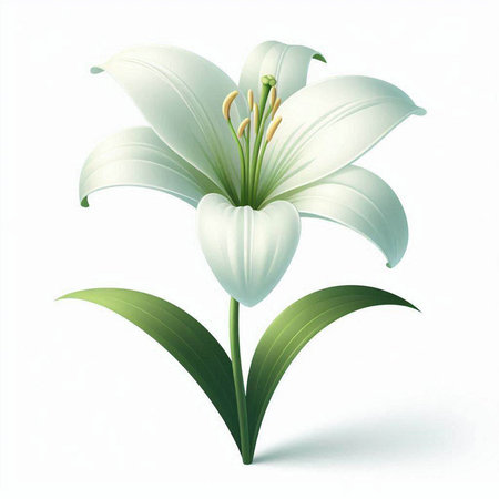 White lily flower isolated on white background. 3D illustration.のイラスト素材