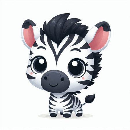 Cute cartoon zebra. Vector illustration isolated on white background.のイラスト素材