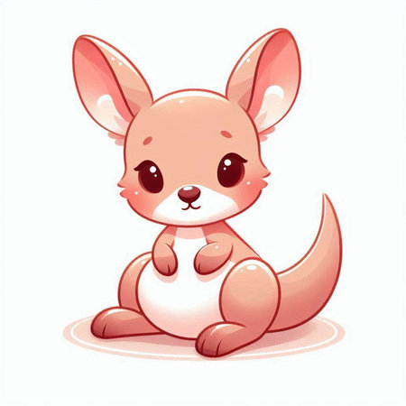 Cute kangaroo isolated on white background. Vector illustration.のイラスト素材