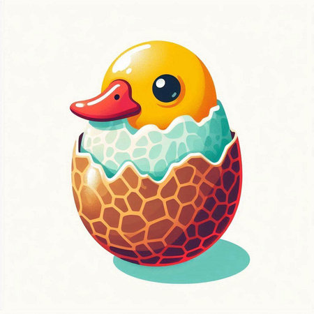 Easter egg with duckling. Vector illustration on white background.のイラスト素材